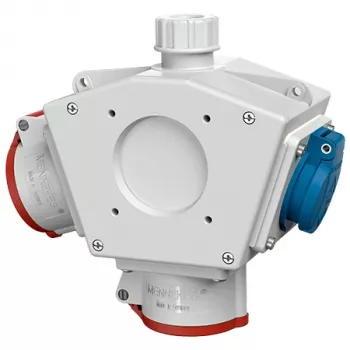 MENNEKES Standard-Delta-Box 92916 Delta Box, 1x CEE 16A 5 polos 400V, 2x Schuko 230V, IP44, cinzento