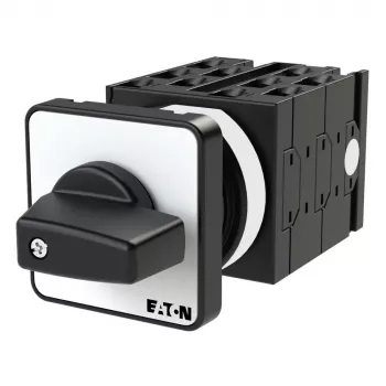 Eaton T0-5-15139/E Interruptor de came 2 polos, LIGAR-DESLIGAR, 20A, 690V AC, montagem em painel frontal, preto/branco 014135
