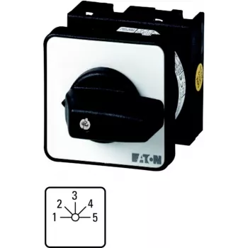 Eaton T0-5-15139/E Interruptor de came 2 polos, LIGAR-DESLIGAR, 20A, 690V AC, montagem em painel frontal, preto/branco 014135