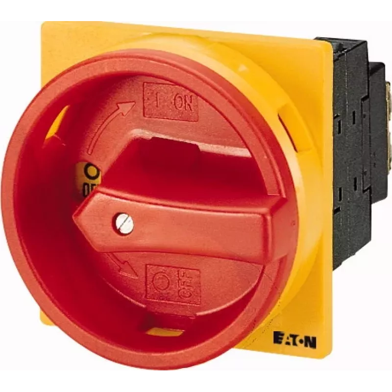 Eaton P1-32/EA/SVB/N/HI11 interruptor principal 4 polos, 32A, IP65, caixa preta com punho vermelho/amarelo 057859