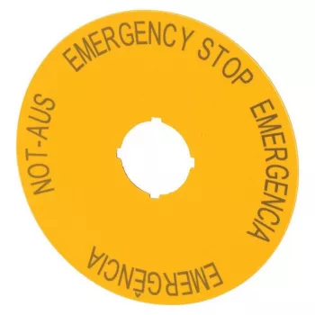 Placa de sinalização de paragem de emergência Eaton M22-XAK2, amarelo, 60 mm, inscrição PARAGEM DE EMERGÊNCIA 216466