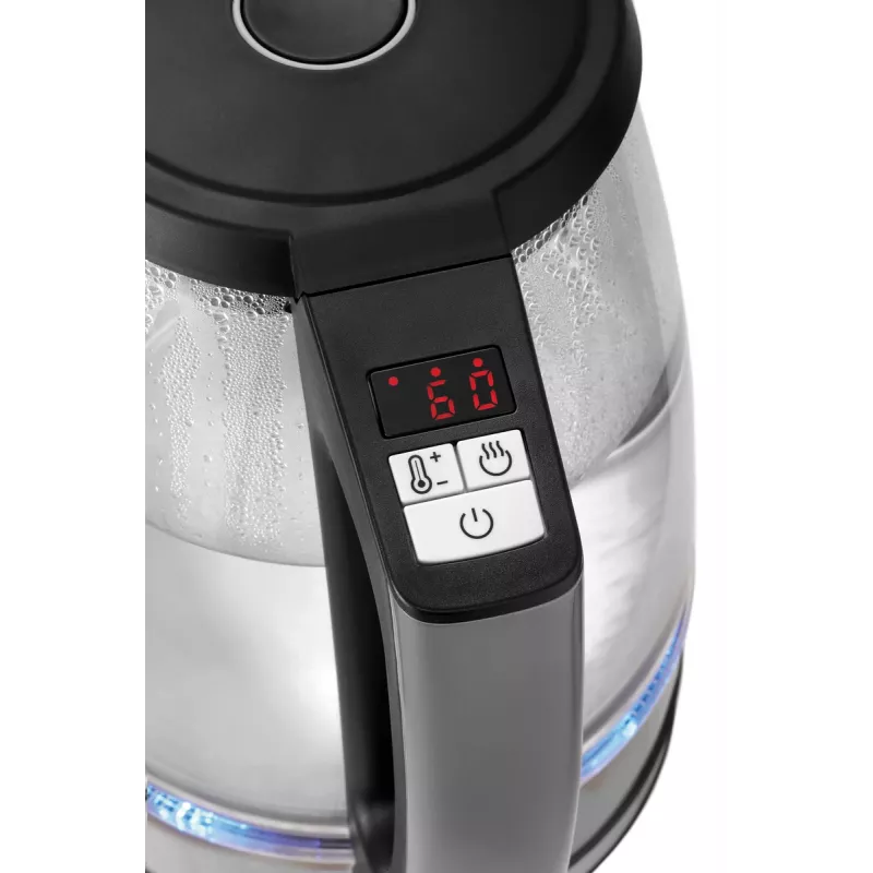 Chaleira de vidro Bartscher 1,7L com 6 níveis de temperatura e indicador LED 200135