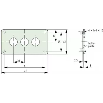 Eaton M22-E3Q Caixa de alumínio para estação de comando, cinzento, 3 aberturas, IP65 216544