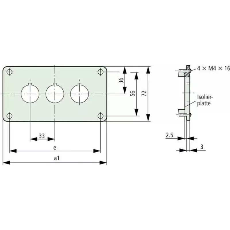 Eaton M22-E3Q Caixa de alumínio para estação de comando, cinzento, 3 aberturas, IP65 216544