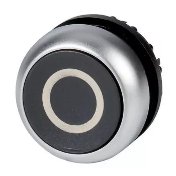 Eaton M22-D-S-X0 Atuador de botão de pressão, preto, saliente, momentâneo, anel frontal metálico, 22,5 mm 216609
