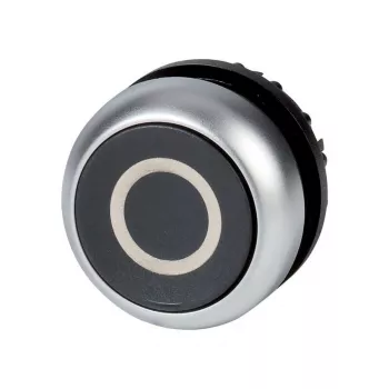 Eaton M22-D-S-X0 Atuador de botão de pressão, preto, saliente, momentâneo, anel frontal metálico, 22,5 mm 216609