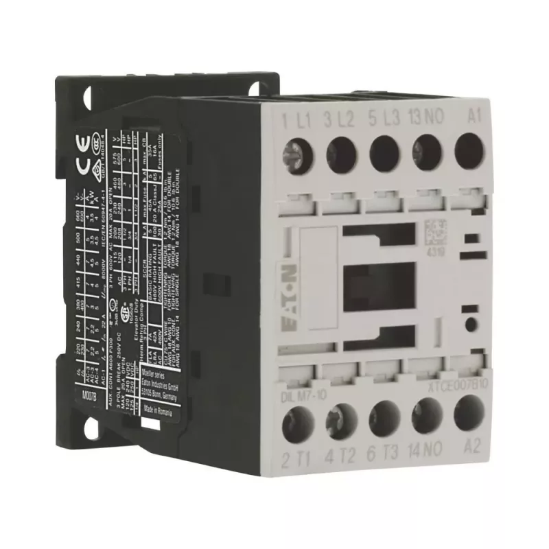 Eaton DILM7-10 contator tripolar, bobina 230V 50Hz / 240V 60Hz, 1NO contacto auxiliar, 3kW AC-3 400V 276550