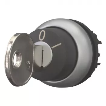 Eaton M22-WRS-MS2 interruptor rotativo de chave, 2 posições, retenção, aro frontal titânio, chave MS2, montagem 22,5 mm 111778