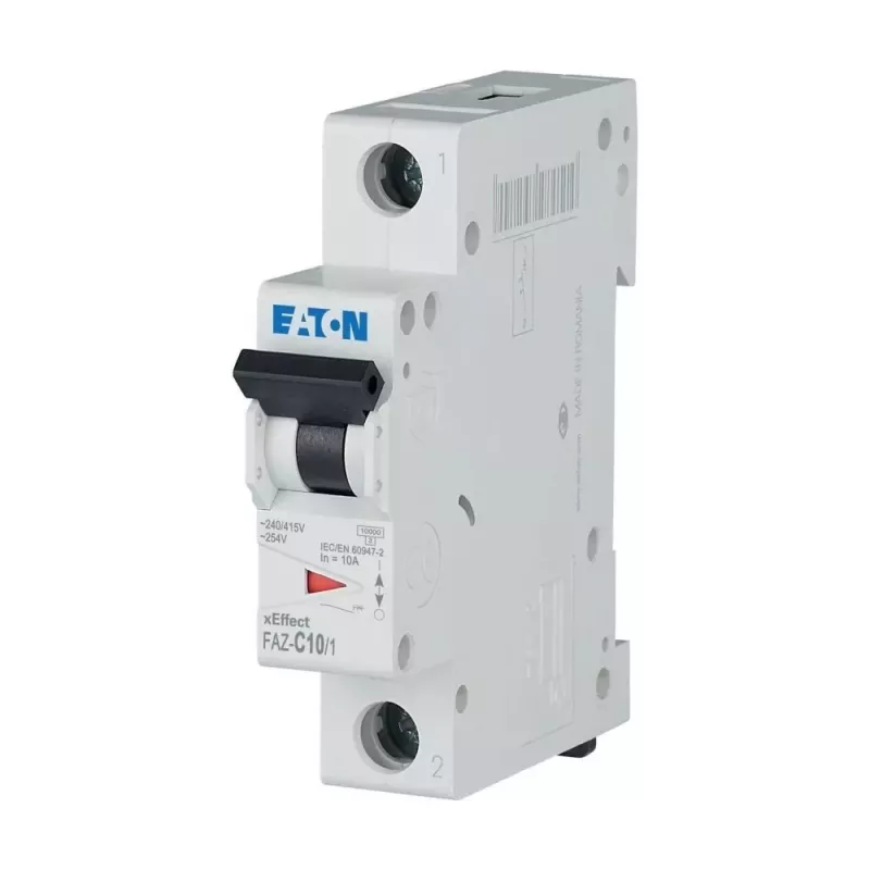 Eaton FAZ-C10/1 disjuntor de proteção de linha, 1 polo, característica C, 10 A, 240/415 V AC 278557