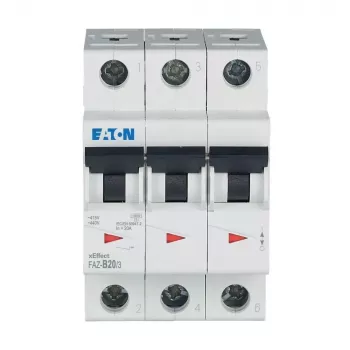 Eaton FAZ-B20/3 disjuntor de proteção de linha 3 polos tipo B 20A 230/400V 278848