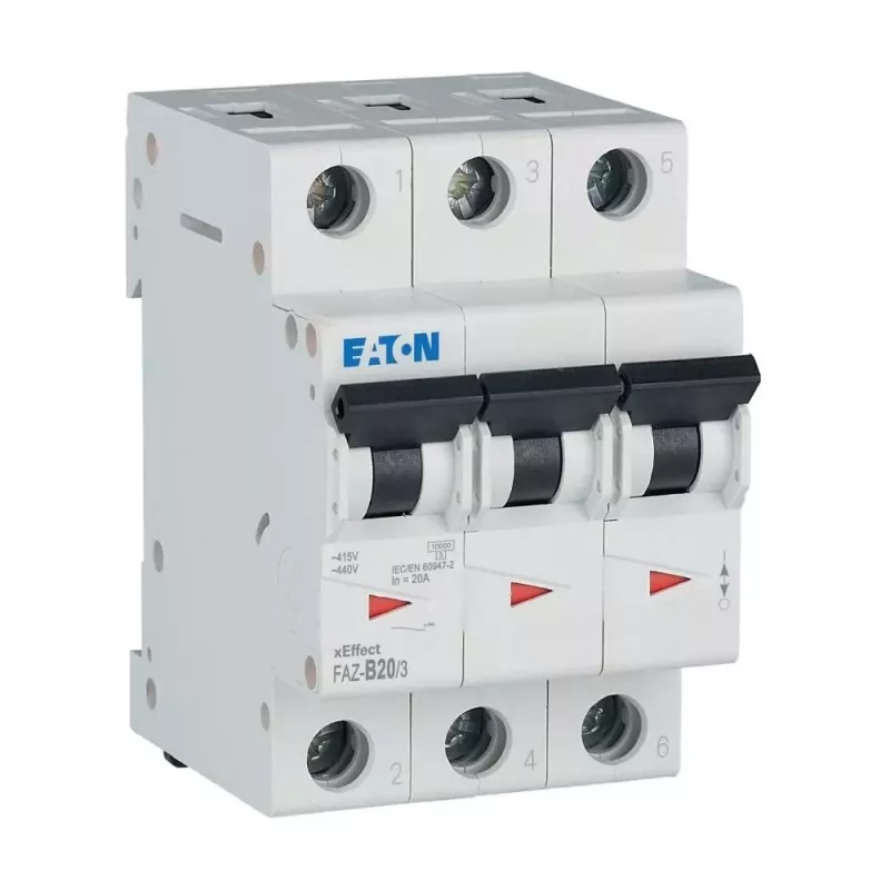 Eaton FAZ-B20/3 disjuntor miniatura, 3 polos, tipo B, 20 A, 278848