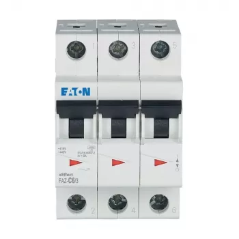 Eaton FAZ-C6/3 disjuntor de proteção de linha (MCB) de 6 A 3 polos com característica C, 6 kA 278867