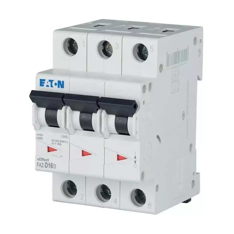 EATON FAZ-D16/3 disjuntor de proteção de linha 16A 3 polos característica D 6kA 278896
