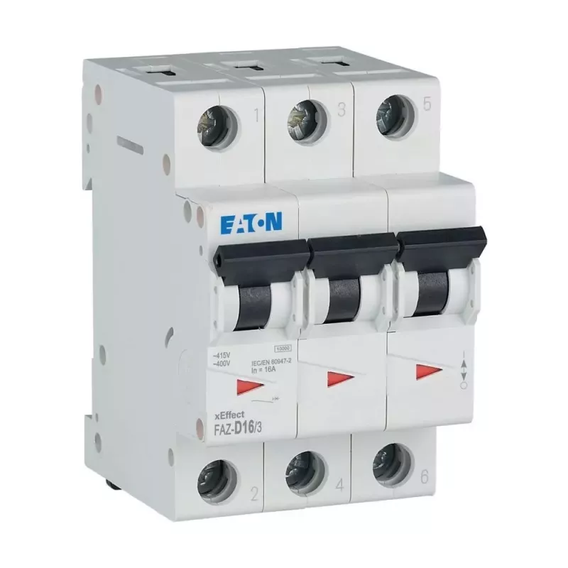 EATON FAZ-D16/3 disjuntor de proteção de linha 16A 3 polos característica D 6kA 278896