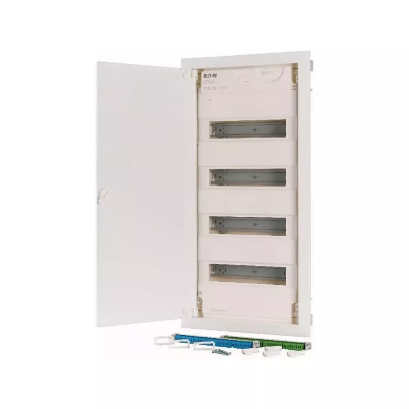 Quadro de distribuição de embutir Eaton KLV-48HWP-F, 4 filas, 48 módulos, porta em aço branco 178812