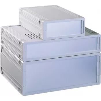 Caixa de secretária Bopla ULTRAMAS UM62009L, ABS cinzento-claro, 290,9 x 108 x 199 mm, com painel frontal e pés 55620010.H