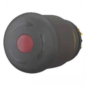 EATON M22S-PVLT atuador de botão de emergência iluminado, desbloqueio rotativo, cabeça cogumelo preta, 38 mm, IP66/IP67/IP69K 271540