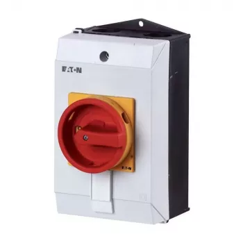 Eaton T0-3-15683/I1/SVB interruptor de came 3 polos, 20 A, manípulo vermelho, painel frontal amarelo 207157