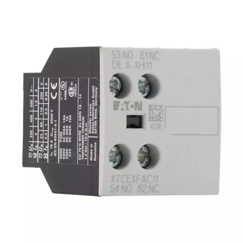 Eaton DILA-XHI11 276421 bloco de contactos auxiliares, 45 x 117 x 68 mm, de -25 a 60 °C, preto/branco