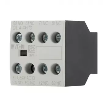 Eaton DILA-XHI13 bloco de contactos auxiliares, tetrapolar, 1NO+3NC, terminais de parafuso, montagem frontal, para contactores DILM7-DILM38, preto/branco 276425