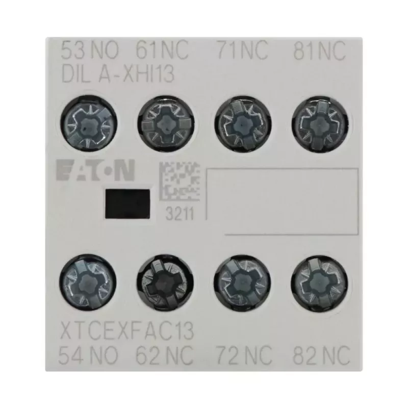 Eaton DILA-XHI13 bloco de contactos auxiliares, tetrapolar, 1NO+3NC, terminais de parafuso, montagem frontal, para contactores DILM7-DILM38, preto/branco 276425