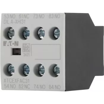Eaton DILA-XHI31 bloco de contactos auxiliares, 3 NO + 1 NC, terminais de parafuso, montagem frontal, preto/branco 276427