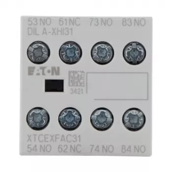 Eaton DILA-XHI31 bloco de contactos auxiliares, 3 NO + 1 NC, terminais de parafuso, montagem frontal, preto/branco 276427