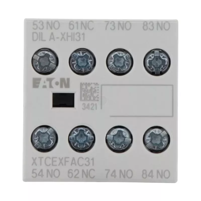 Eaton DILA-XHI31 bloco de contactos auxiliares, 3 NO + 1 NC, terminais de parafuso, montagem frontal, preto/branco 276427