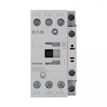 Eaton DILM25-01 contactor de potência, tripolar, 25 A AC-3, 11 kW, bobina 230 V AC 50 Hz / 240 V AC 60 Hz, 1 NC contacto auxiliar 277164