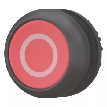 Eaton M22S-D-R-X0 Atuador de botão de pressão, saliente, botão vermelho, aro de plástico preto, montagem 22,5 mm, IP66/IP67/IP69 216606