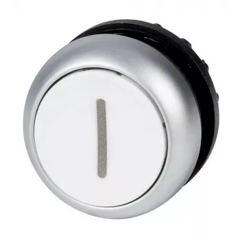 Eaton M22-D-W-X1 Atuador de botão de pressão, botão branco, aro preto, momentâneo, 22,5 mm 216611