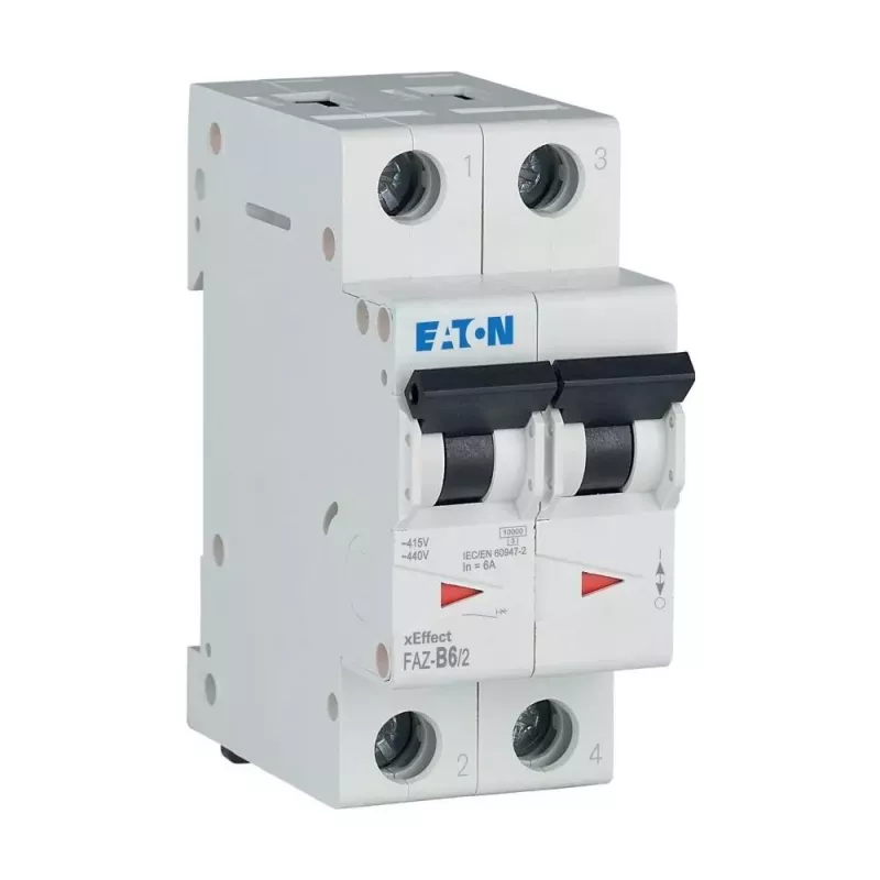 Eaton FAZ-B6/2 Disjuntor de proteção de linha (MCB), 2 polos, 6 A, tipo B, 10 kA 278728