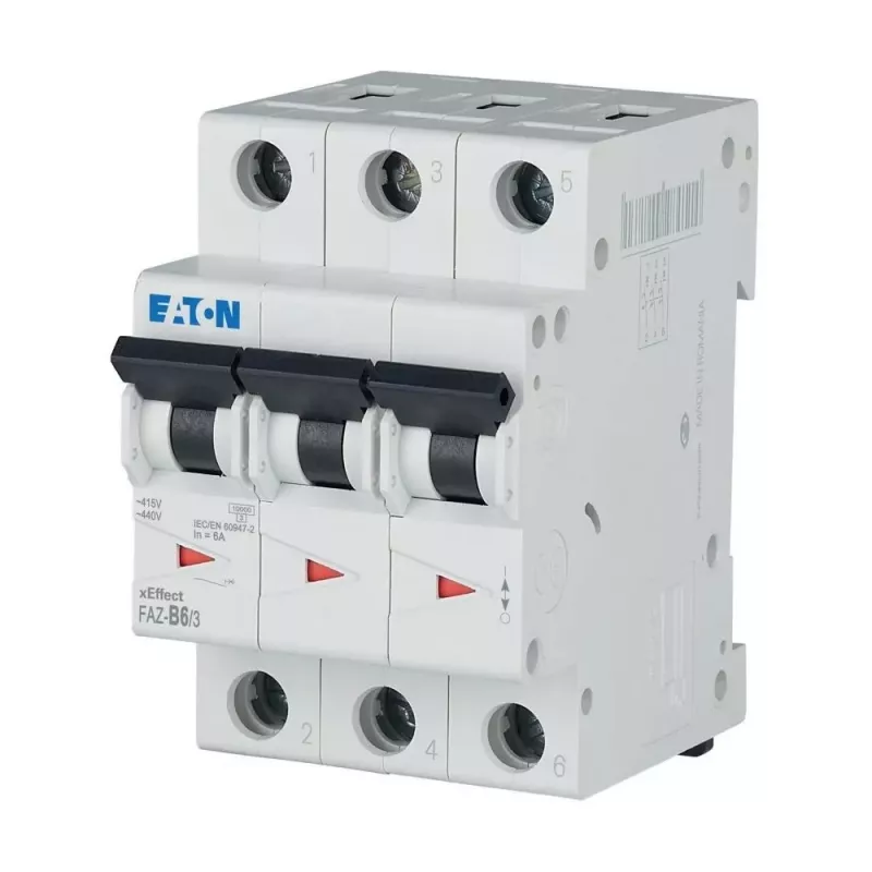 Eaton FAZ-B6/3 Disjuntor de proteção de linha tipo B 6 A 3 polos 10 kA 278841