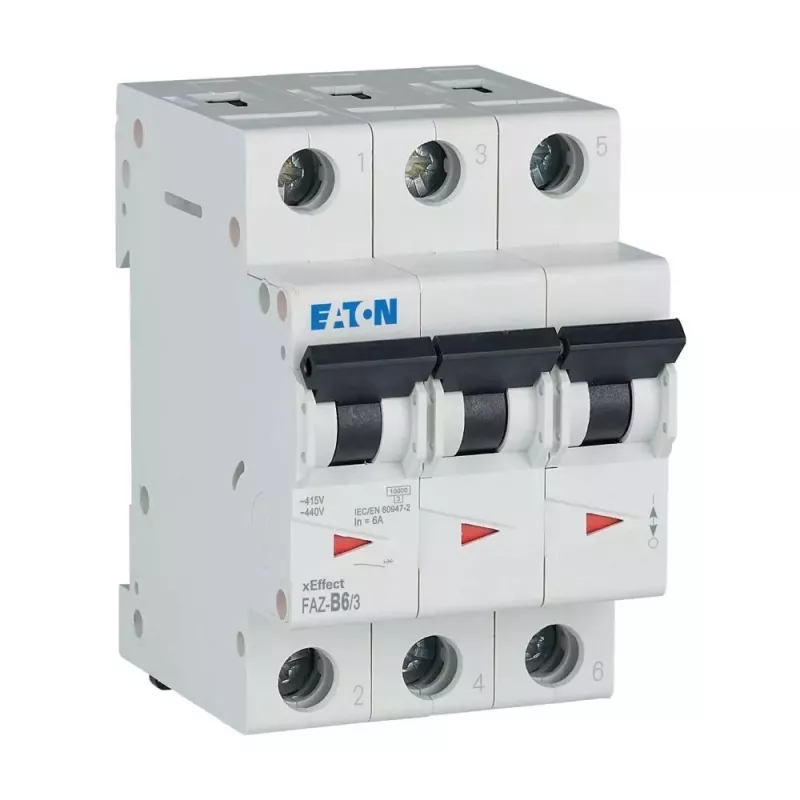 Eaton FAZ-B6/3 Disjuntor de proteção de linha tipo B 6 A 3 polos 10 kA 278841
