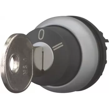 Eaton M22-WRS3 Acionador de comutador rotativo com chave, 3 posições com retenção, plástico anel frontal preto, 22,5 mm 216900