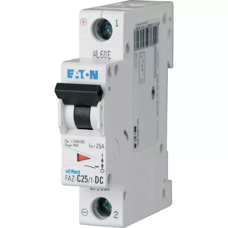 Eaton FAZ-C2/1-DC Disjuntor de proteção de linha, 1 polo, 2 A, característica C, 220 V DC, 10 kA 279122