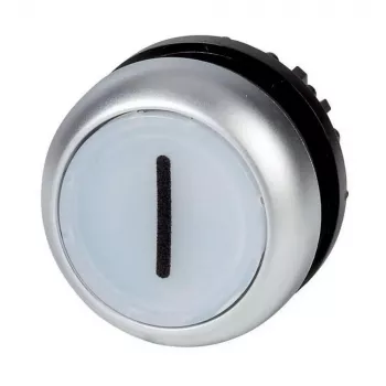 Eaton M22-DL-W-X1 Acionador de botão de pressão, saliente, branco, anel frontal metálico, 22,5 mm 216942