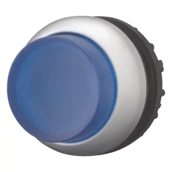 Eaton M22-DLH-B Cabeça de acionamento de botão de pressão, plana, azul, anel frontal titânio, 22,5 mm 216973