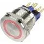 TRU COMPONENTS 1303040 GQ22S-11E/R/12V Botão de pressão antivandalismo, pulsador, 1 NA, 250 V AC, 3 A, iluminação de anel vermelha 12 V DC, IP65, montagem 22 mm