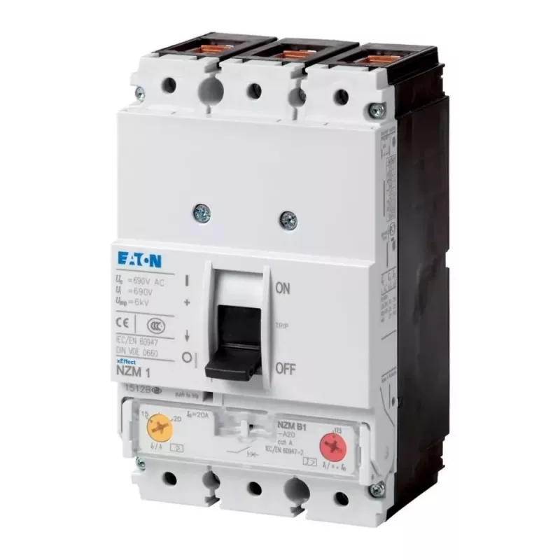 Eaton NZMN1-A63 disjuntor de potência tripolar 63A 690V AC 50kA 259083