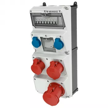 MENNEKES AMAXX combinação de tomadas 940010 - entrada CEE 32A, 6 tomadas, proteção FI/disjuntor, IP44
