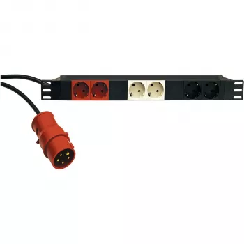 Power Box 19 inch 1U KÖNIG & MEYER 8 tomadas Schuko PDU, 16 A, preto 28664-000-55