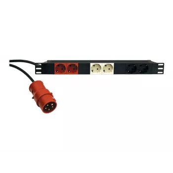Power Box 19 inch 1U KÖNIG & MEYER 8 tomadas Schuko PDU, 16 A, preto 28664-000-55