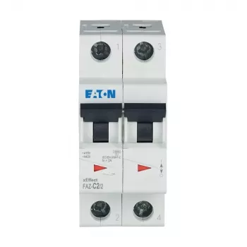 Eaton FAZ-C2/2 Disjuntor de proteção de linha (MCB), 2 A, 2 polos, característica C, 230/400 V AC, 10 kA 278748