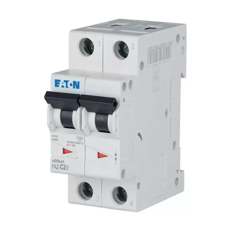 Eaton FAZ-C2/2 disjuntor miniatura, tipo C, 2 A, 2 polos 278748