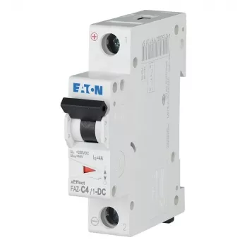 Eaton FAZ-C4/1-DC Disjuntor de proteção de linha (MCB), 1 polo, tipo C, 4 A, 220 V DC, 6 kA, calha DIN 279124
