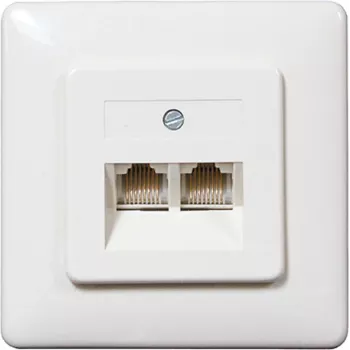 Tomada de parede ISDN SHIVERPEAKS, 2 x conector fêmea RJ45, encastrada, resistência de terminação comutável, branco 69989