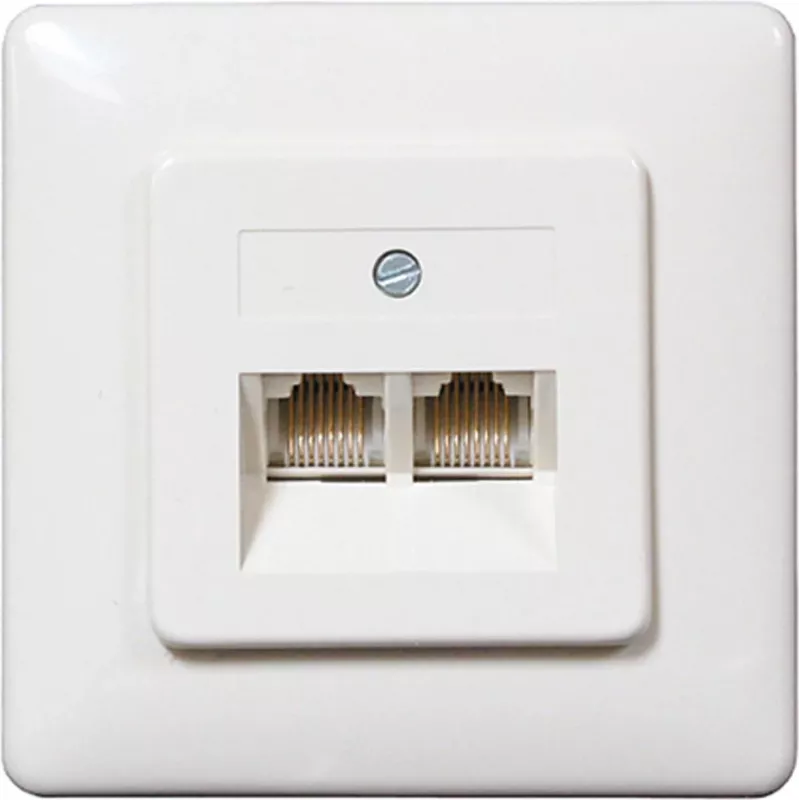 Tomada de parede ISDN SHIVERPEAKS, 2 x conector fêmea RJ45, encastrada, resistência de terminação comutável, branco 69989