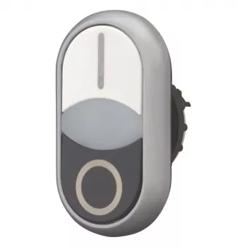 Botão de pressão duplo Eaton M22-DDLF-WS-X1, plano, iluminado, branco/preto, 1NO+1NC, ligação por parafuso 284816