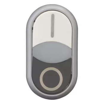 Botão de pressão duplo Eaton M22-DDLF-WS-X1, plano, iluminado, branco/preto, 1NO+1NC, ligação por parafuso 284816